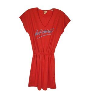 Vintage 1980s NuThreads Red Hollywood Dress Size Small Made In California